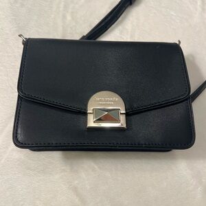 kate spade Black Leather Crossbody with Silver-Tone Lock